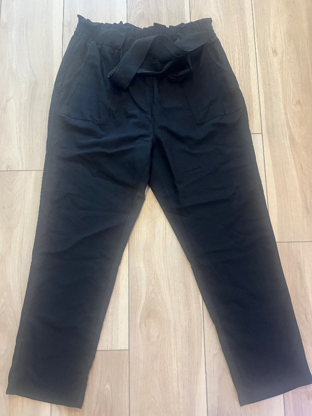 NWT Grace Karin Women’s Black Paperbag Waist Belted Pants Size XL